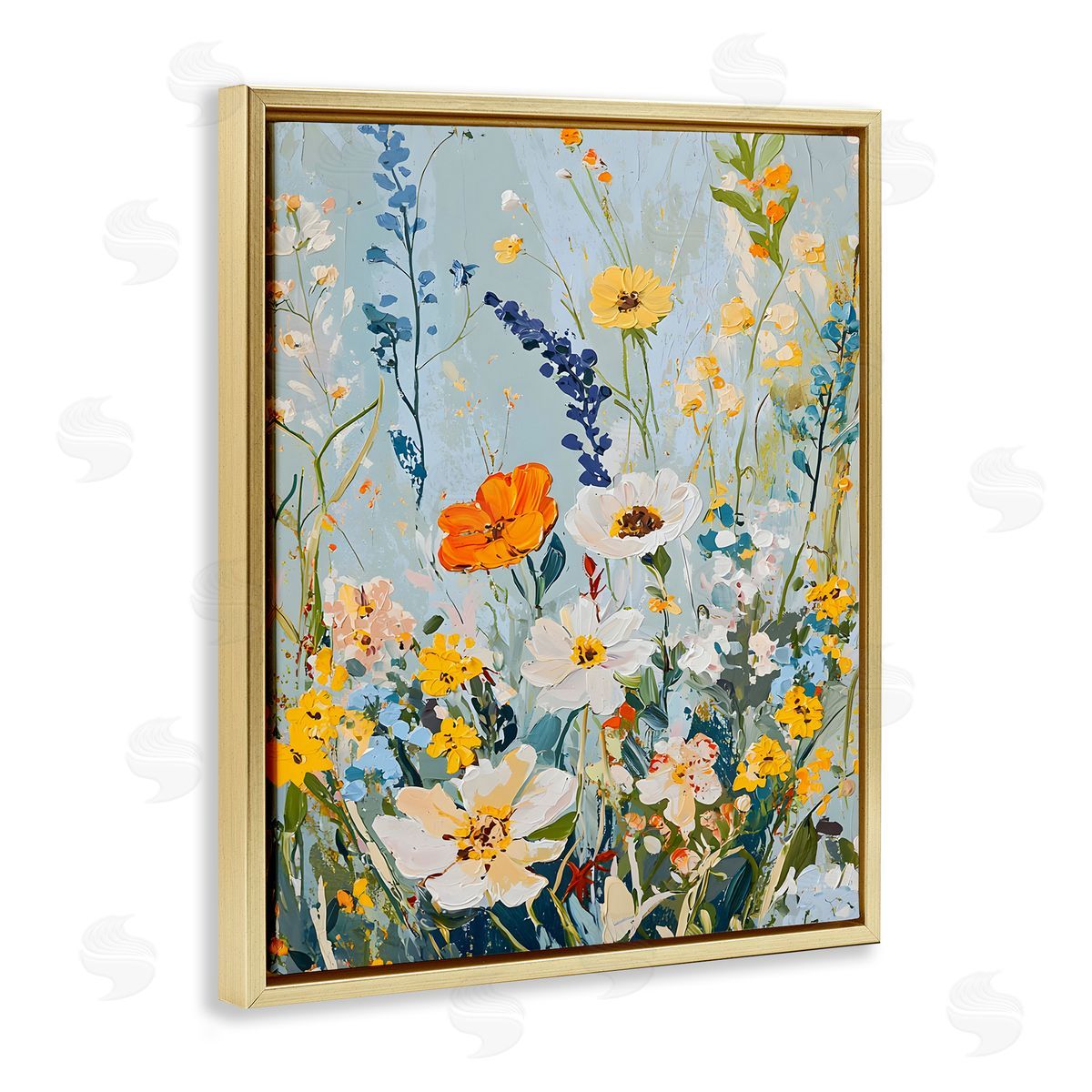 Warm Toned Flowers Gold Floating Frame Canvas Wall Art, Home Decor by Franklyn Gregory
