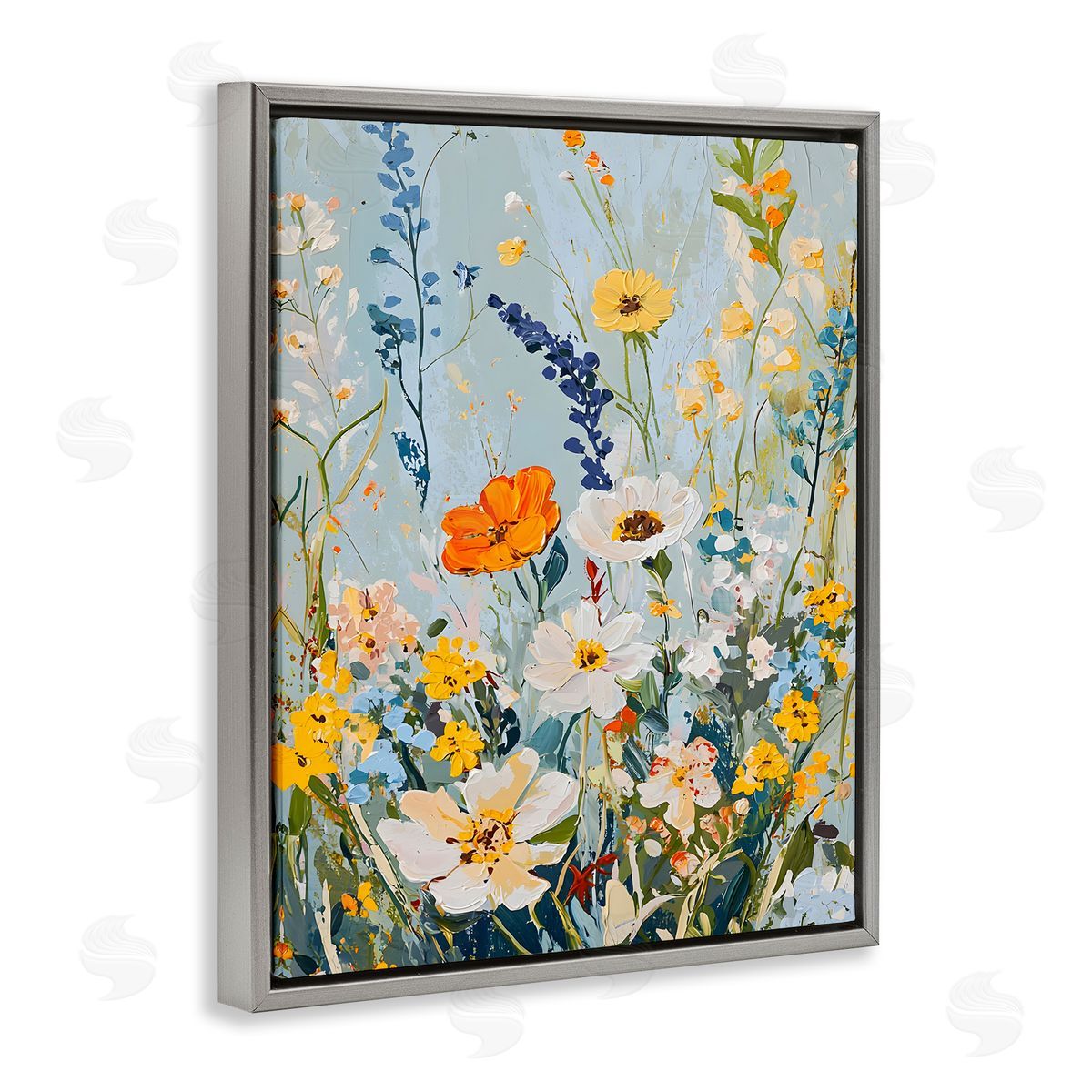 Warm Toned Flowers Grey Floating Frame Canvas Wall Art, Home Decor by Franklyn Gregory