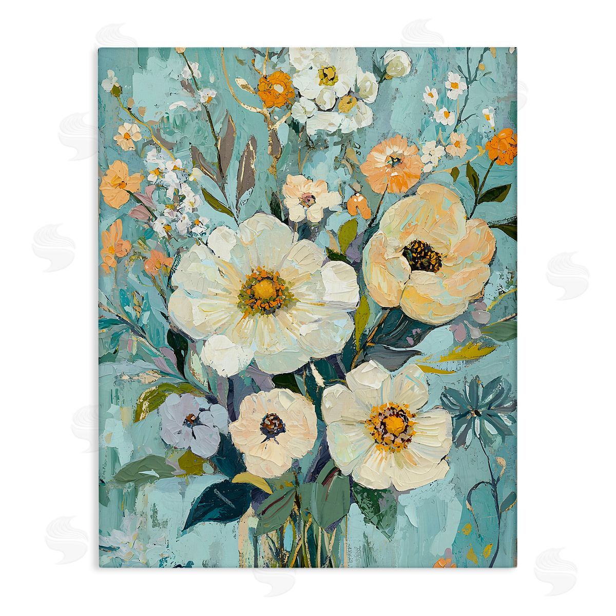Mixed Cream Flowers Arrangement Canvas Wall Art, Home Decor by Franklyn Gregory