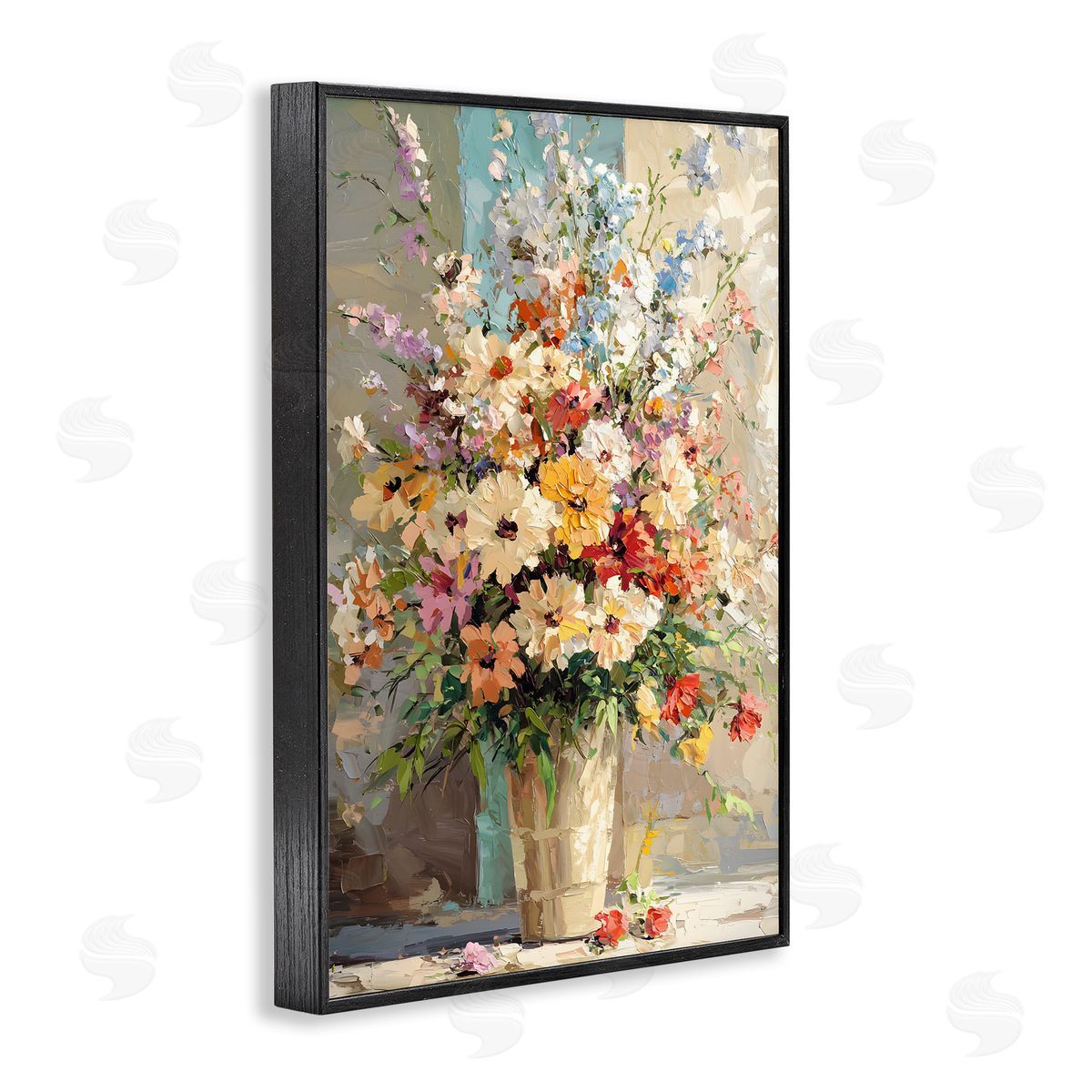 Happy Sunlit Bouquet Black Frame Print Wall Art, Home Decor by Franklyn Gregory