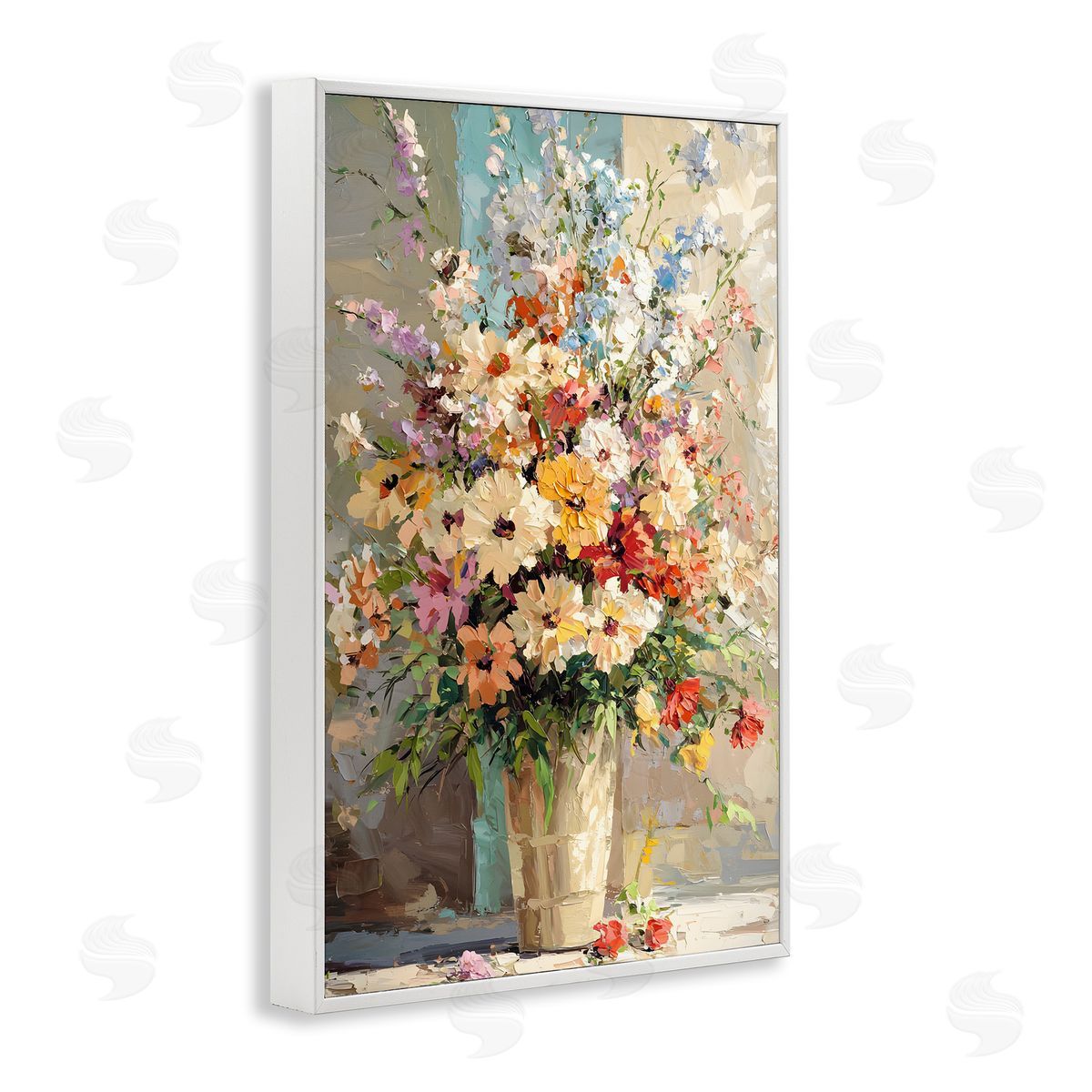 Happy Sunlit Bouquet White Frame Print Wall Art, Home Decor by Franklyn Gregory