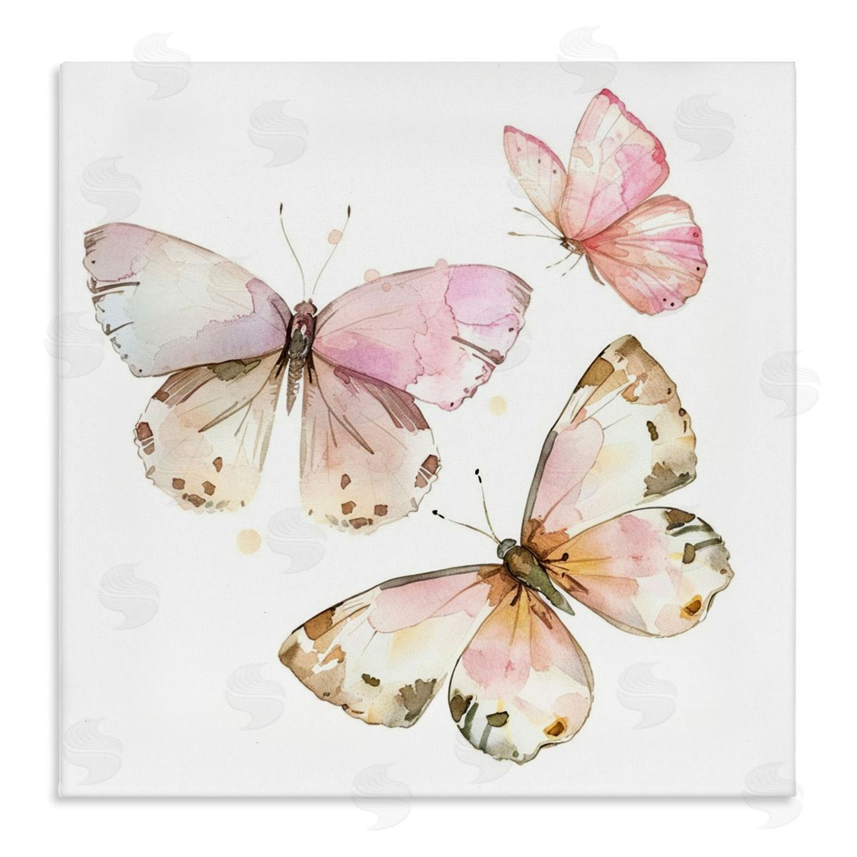 Soft Watercolor Butterfly Trio Canvas Wall Art, Home Decor by LSR Creative Studio