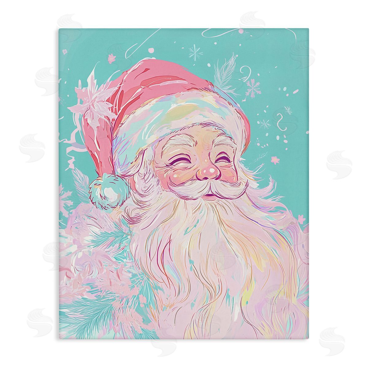 Pastel Jolly Santa Claus Canvas Wall Art, Home Decor by Arlington Prints