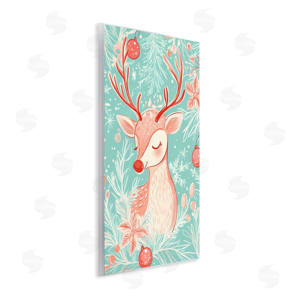 Pink & Blue Vintage Reindeer Wood Plaque Wall Art, Home Decor by Arlington Prints