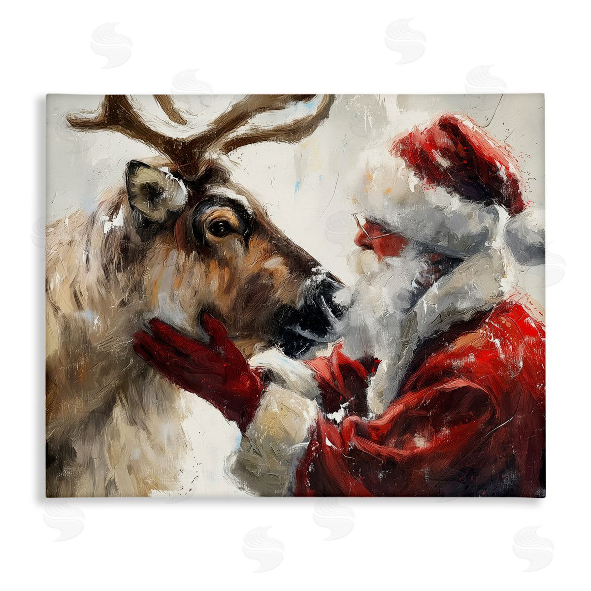Traditional Santa & Reindeer Canvas Wall Art, Home Decor by Arlington Prints