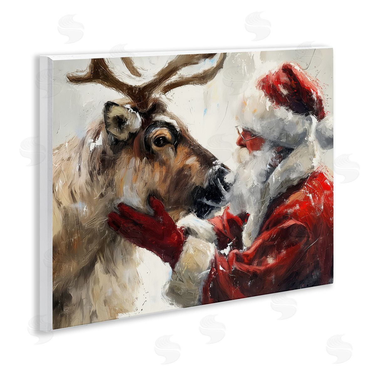 Traditional Santa & Reindeer Wood Plaque Wall Art, Home Decor by Arlington Prints