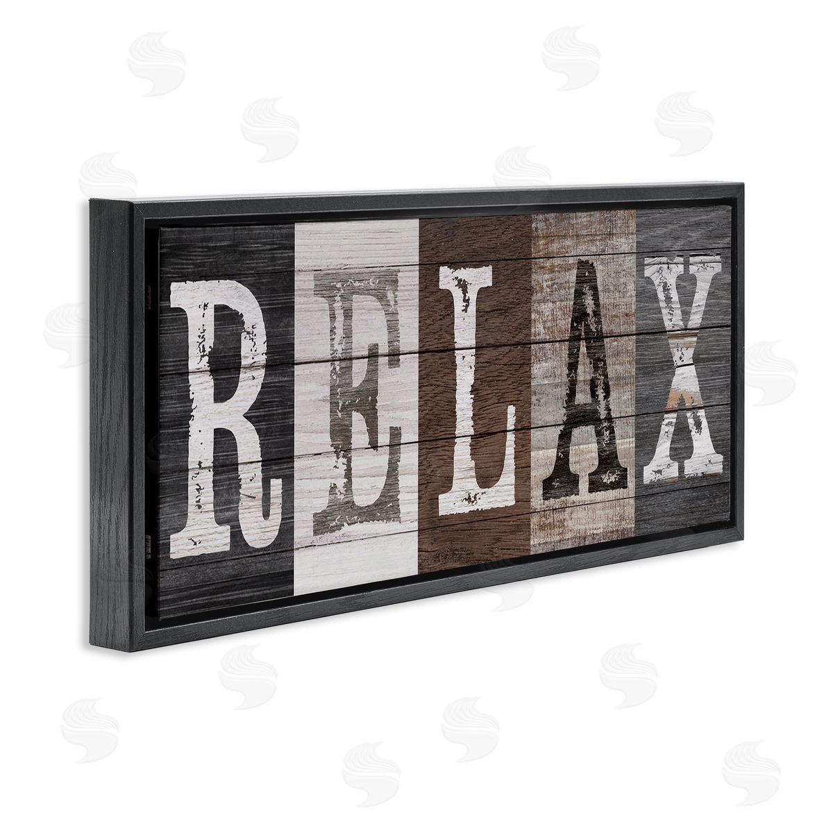 Rustic Bathroom Relax Letters Black Floating Frame Canvas Wall Art, Home Decor by Susan Arnot