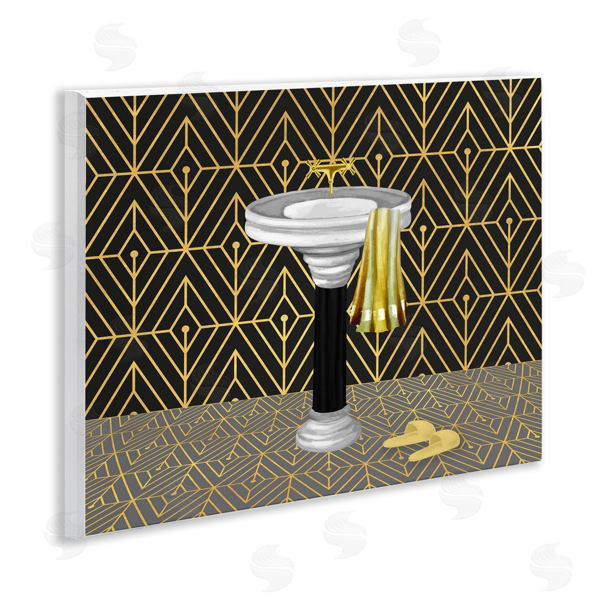 Deco Style Glam Bathroom Wood Plaque Wall Art, Home Decor by Conrad Knutsen