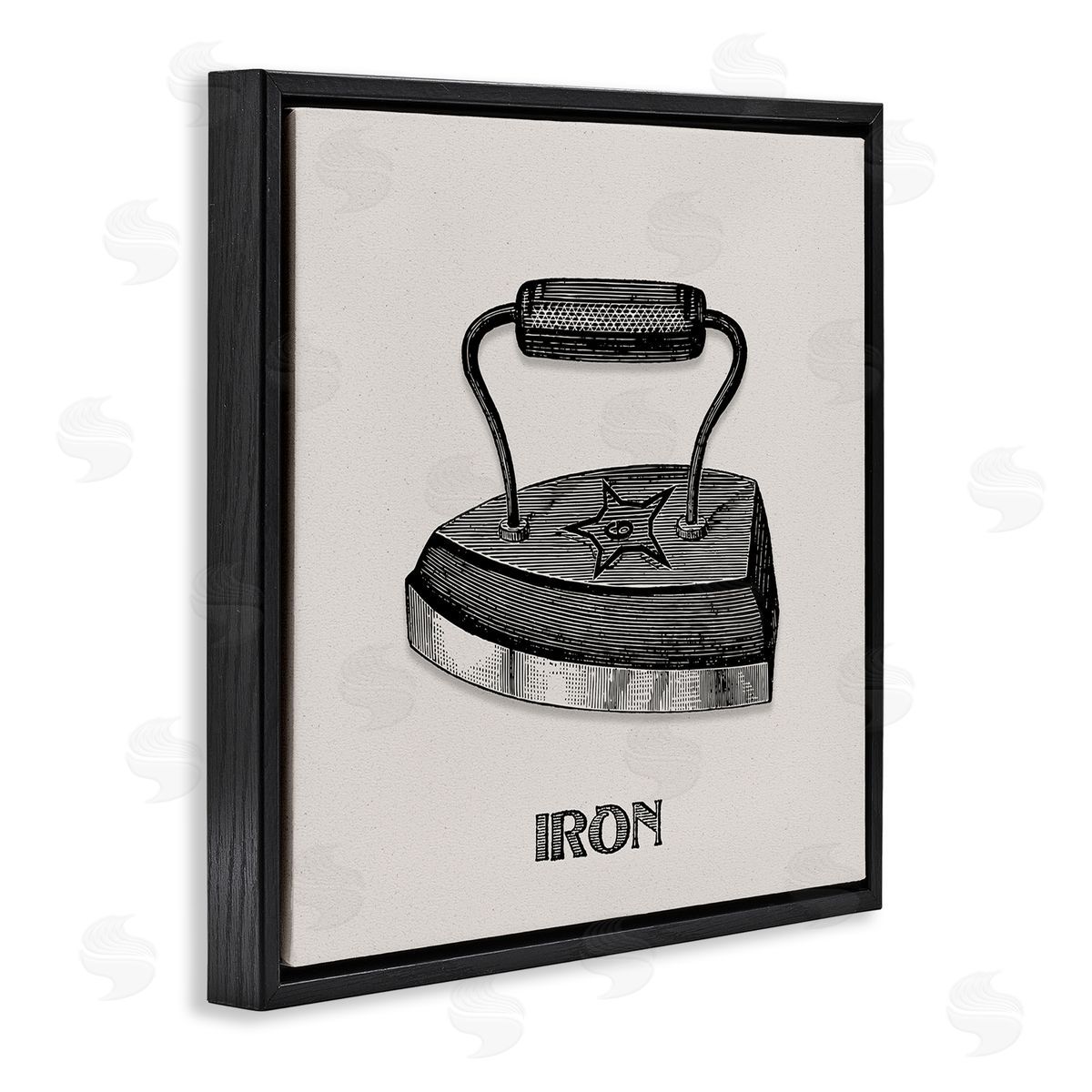 Antique Laundry Iron Black Floating Frame Canvas Wall Art, Home Decor by Val Rhodes