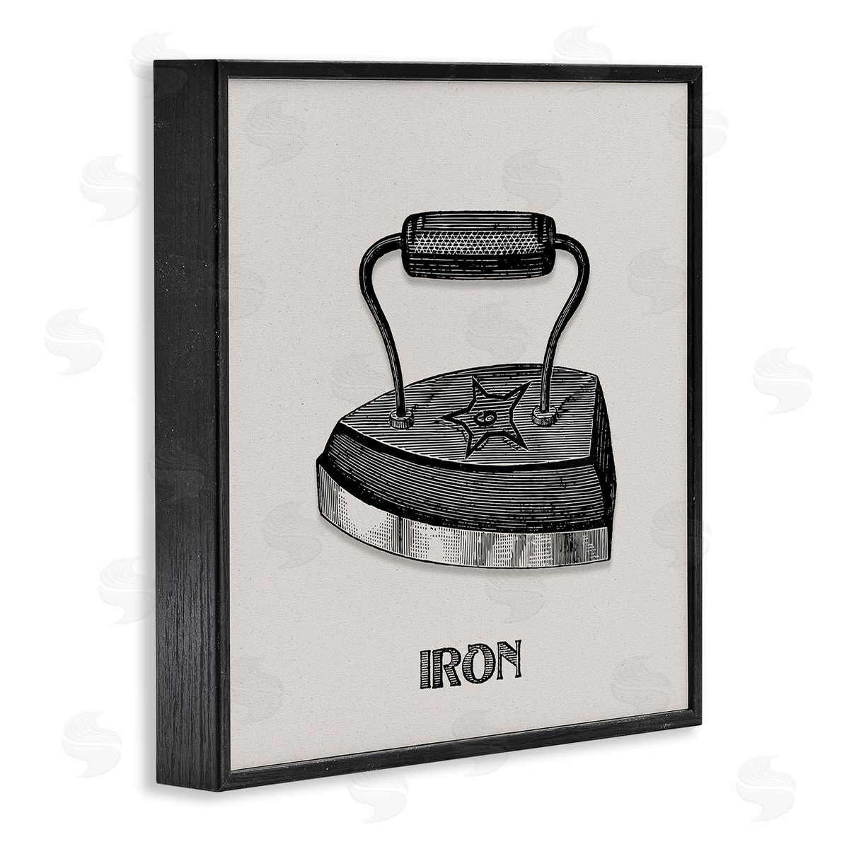 Antique Laundry Iron Black Frame Print Wall Art, Home Decor by Val Rhodes