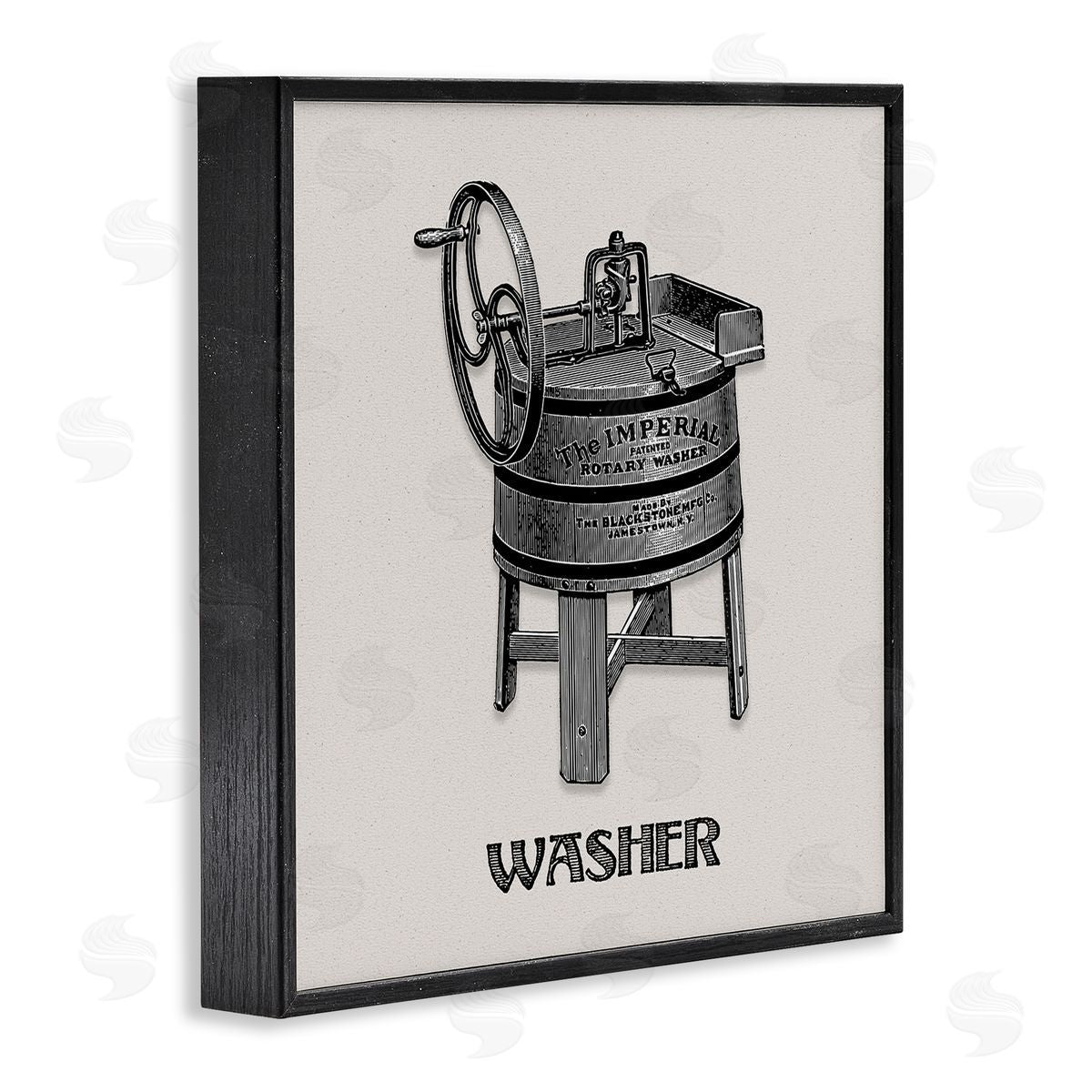 Antique Rotary Washer Black Frame Print Wall Art, Home Decor by Val Rhodes