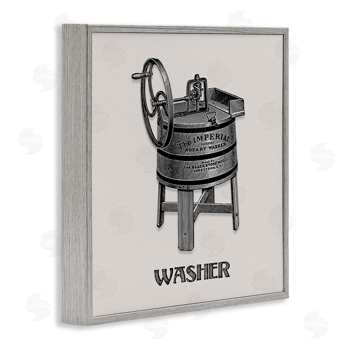 Antique Rotary Washer Grey Frame Print Wall Art, Home Decor by Val Rhodes