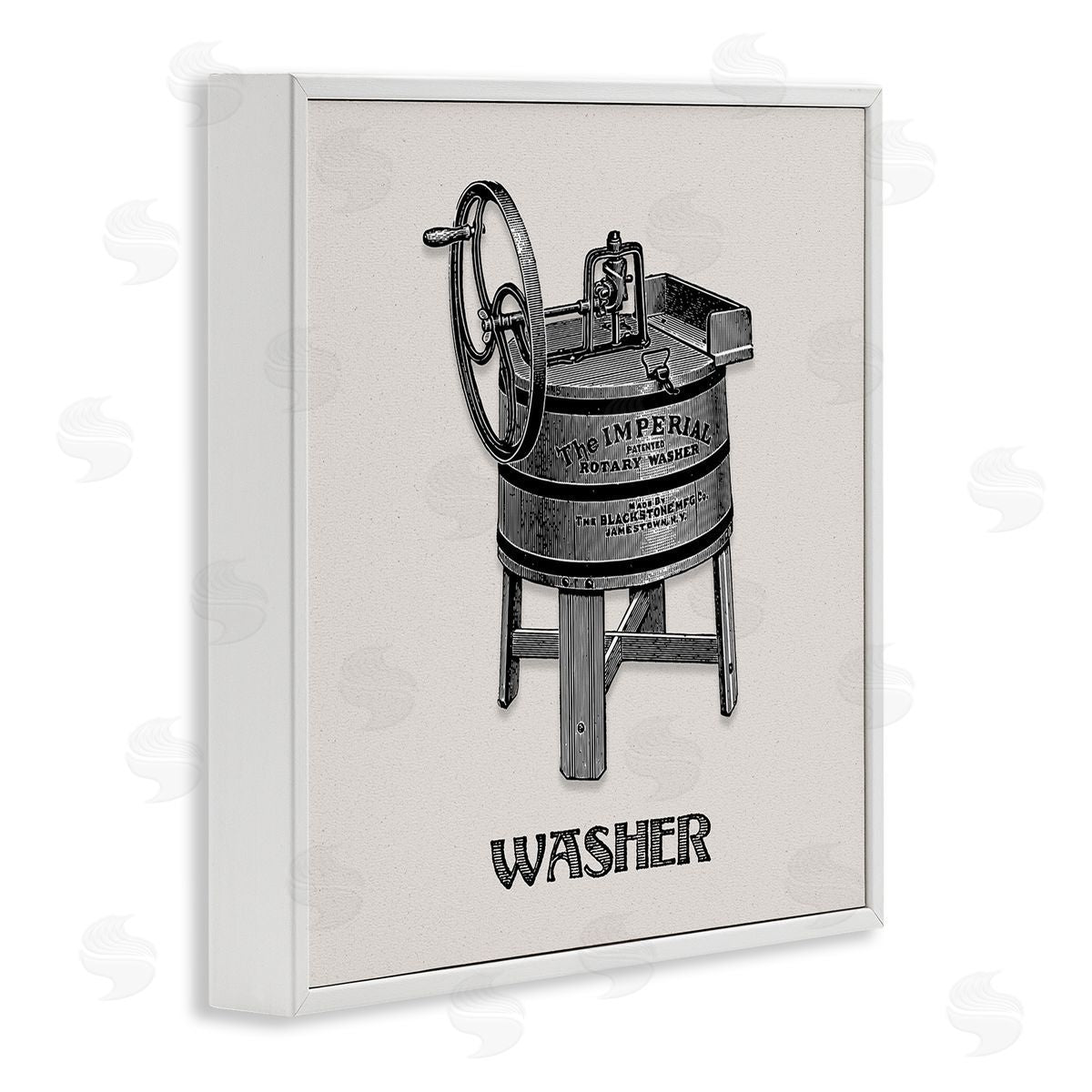 Antique Rotary Washer White Frame Print Wall Art, Home Decor by Val Rhodes