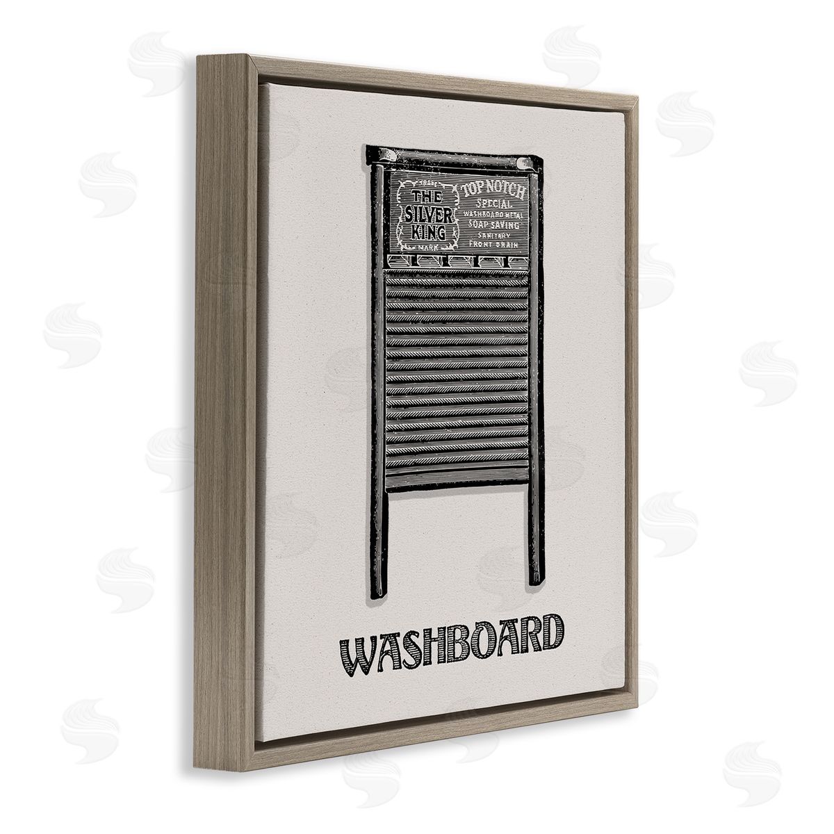 Timeless Antique Washboard Brown Floating Frame Canvas Wall Art, Home Decor by Val Rhodes