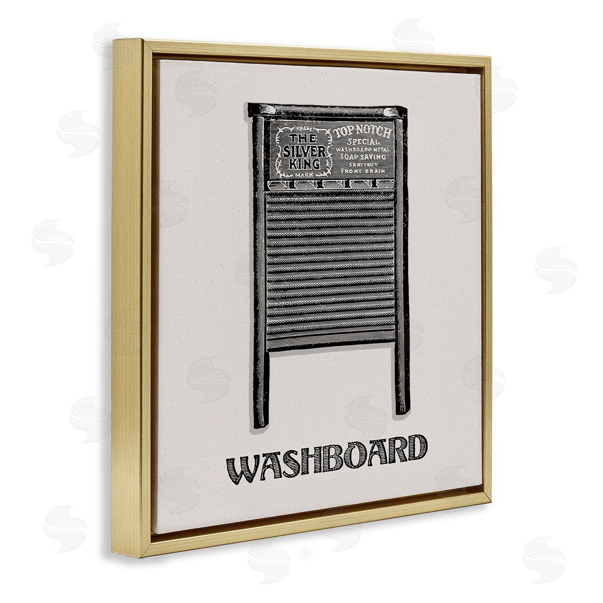 Timeless Antique Washboard Gold Floating Frame Canvas Wall Art, Home Decor by Val Rhodes