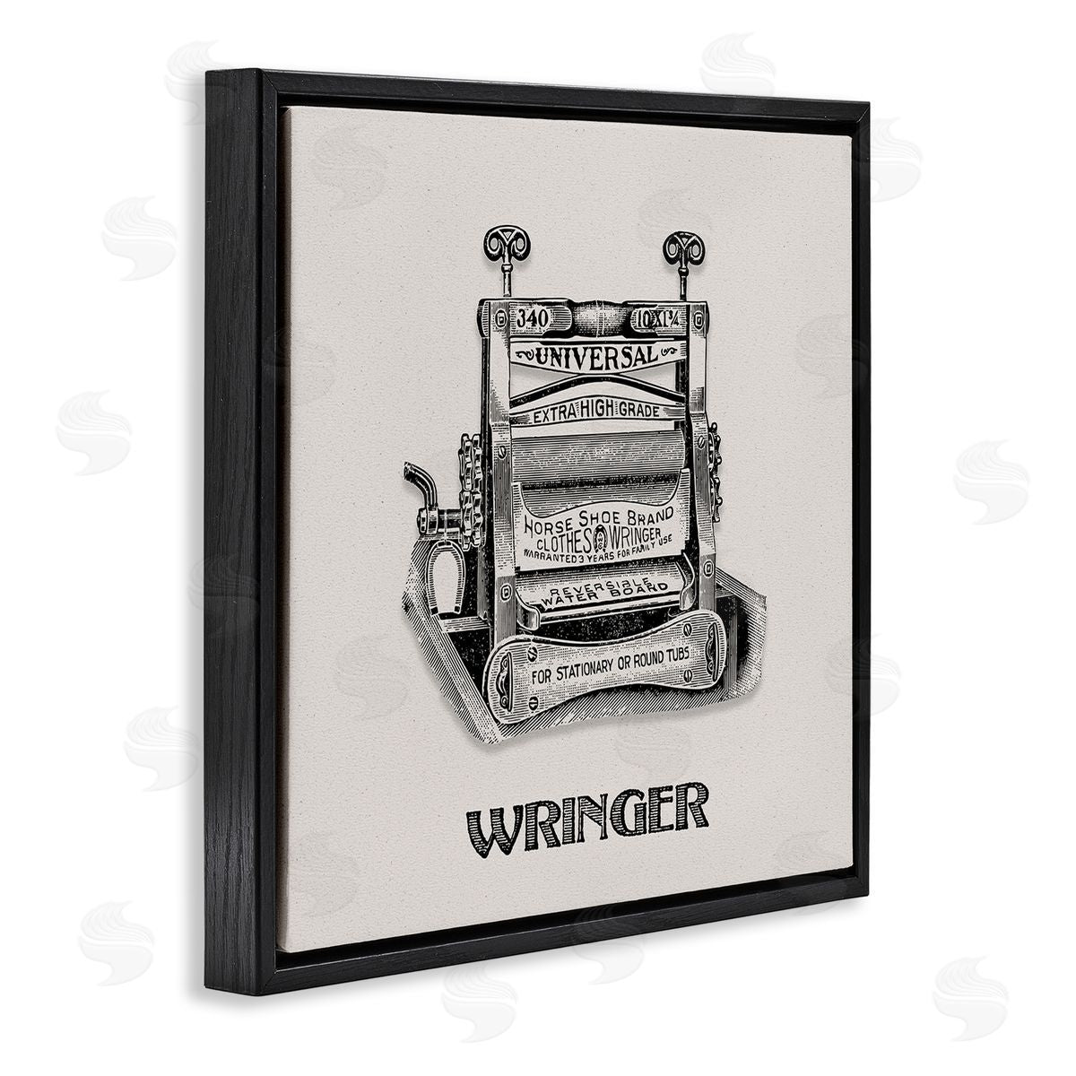 Antique Clothes Wringer Black Floating Frame Canvas Wall Art, Home Decor by Val Rhodes