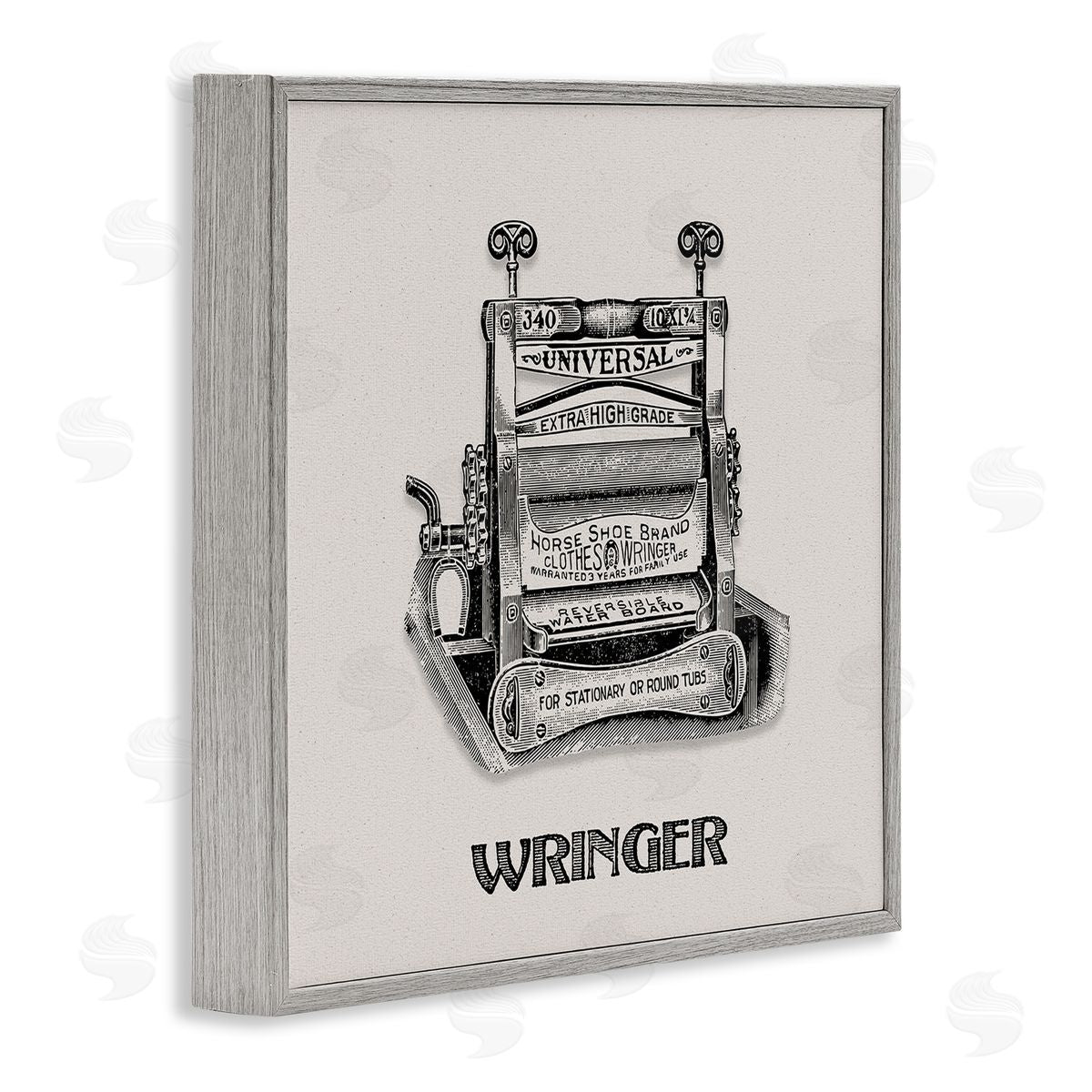 Antique Clothes Wringer Grey Frame Print Wall Art, Home Decor by Val Rhodes