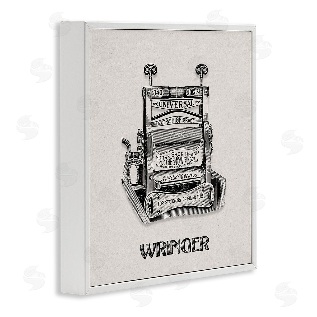 Antique Clothes Wringer White Frame Print Wall Art, Home Decor by Val Rhodes