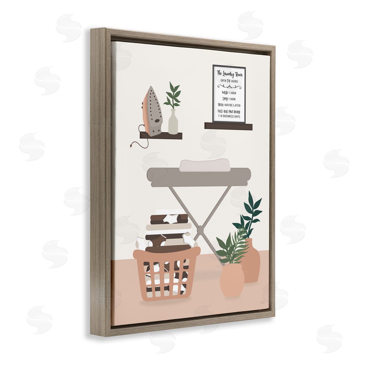 Laundry Rules Modern View Brown Floating Frame Canvas Wall Art, Home Decor by Natalie Carpentieri