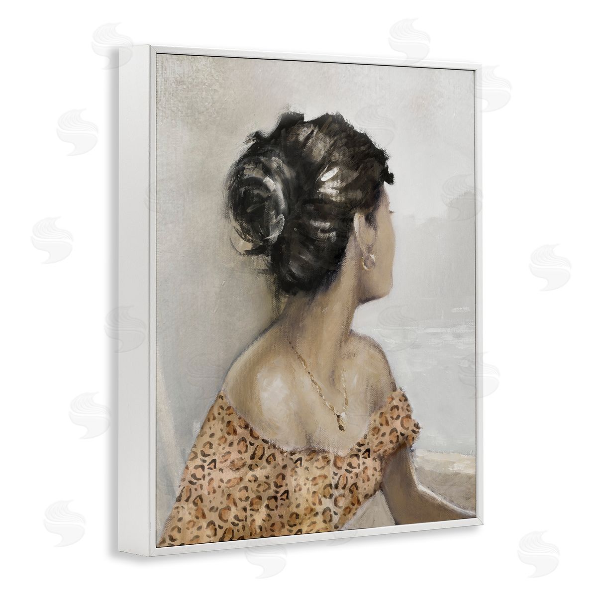 Woman Looking Away Portrait White Frame Print Wall Art, Home Decor by E. Anthony Orme