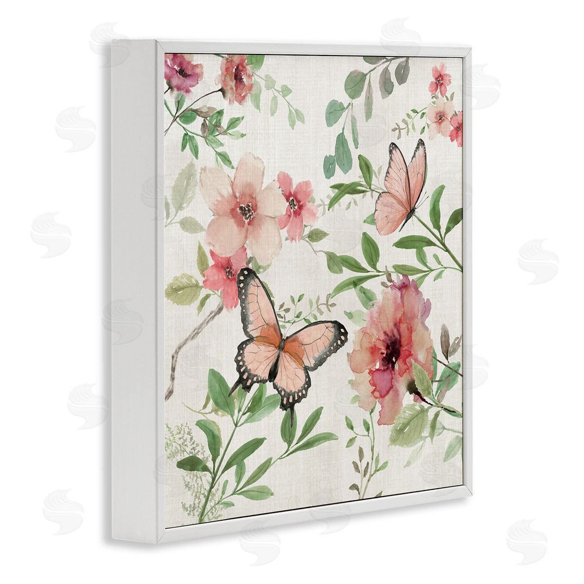 Country Cottage Florals in Pink White Frame Print Wall Art, Home Decor by Nan