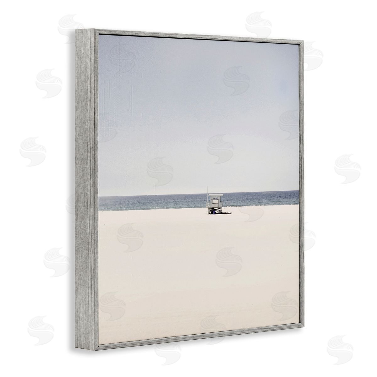 Distant California Beach Hut Grey Frame Print Wall Art, Home Decor by Gemma Bardot