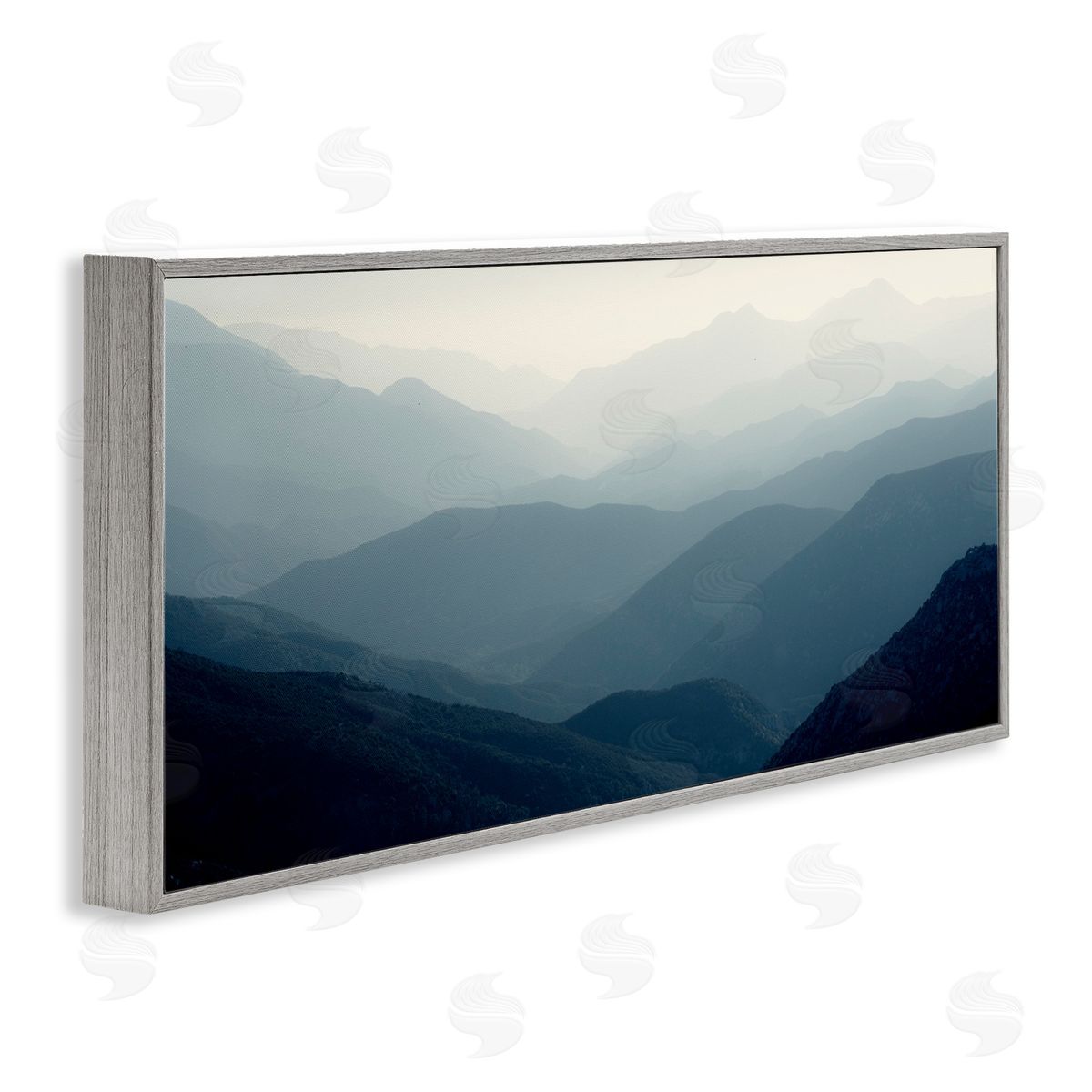 Foggy Blue Mountains Grey Frame Print Wall Art, Home Decor by Gemma Bardot