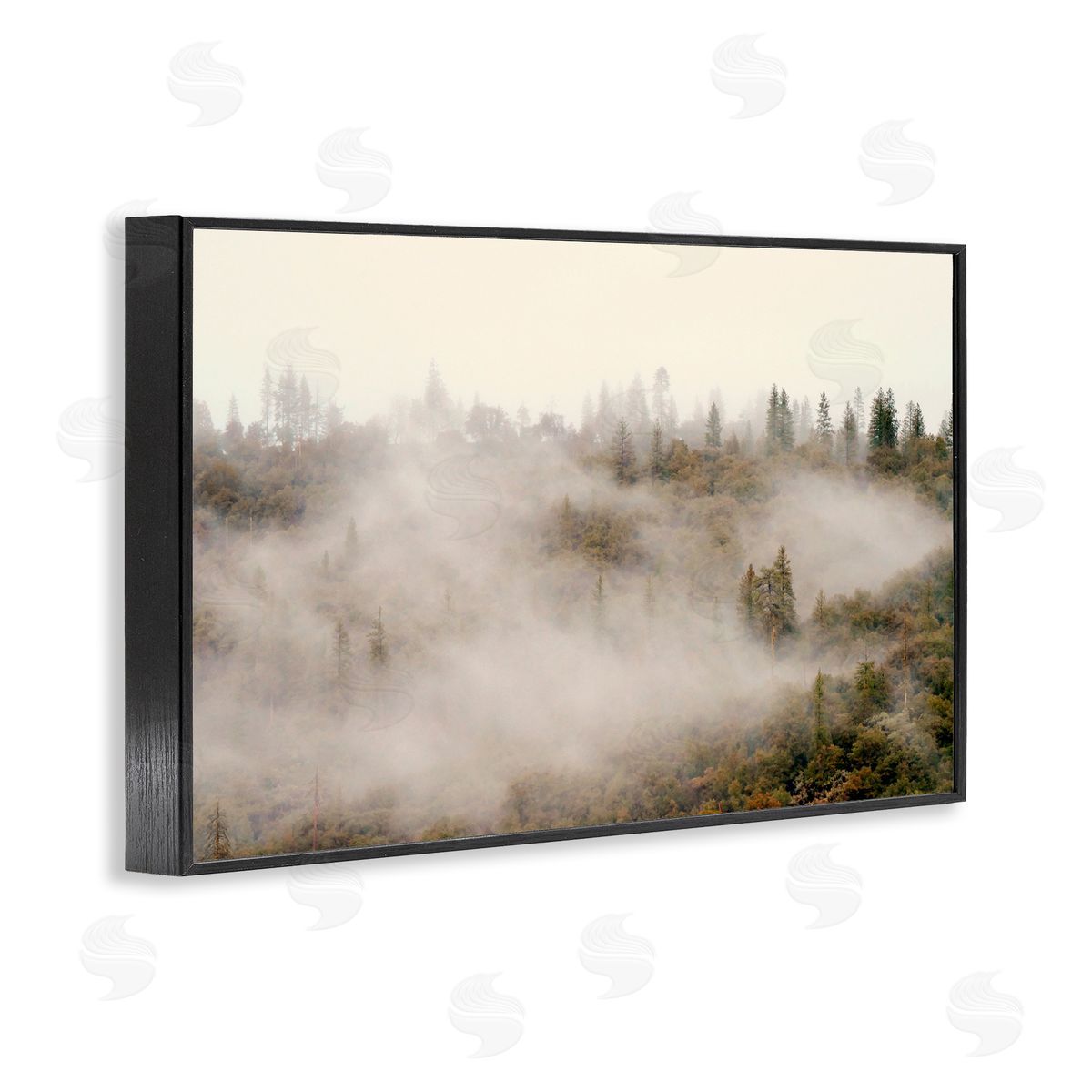 Morning Fog over Trees Black Frame Print Wall Art, Home Decor by Gemma Bardot
