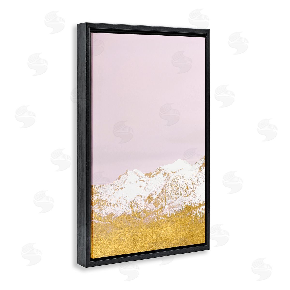 White Tipped Mountains on Pink Black Floating Frame Canvas Wall Art, Home Decor by Gemma Bardot