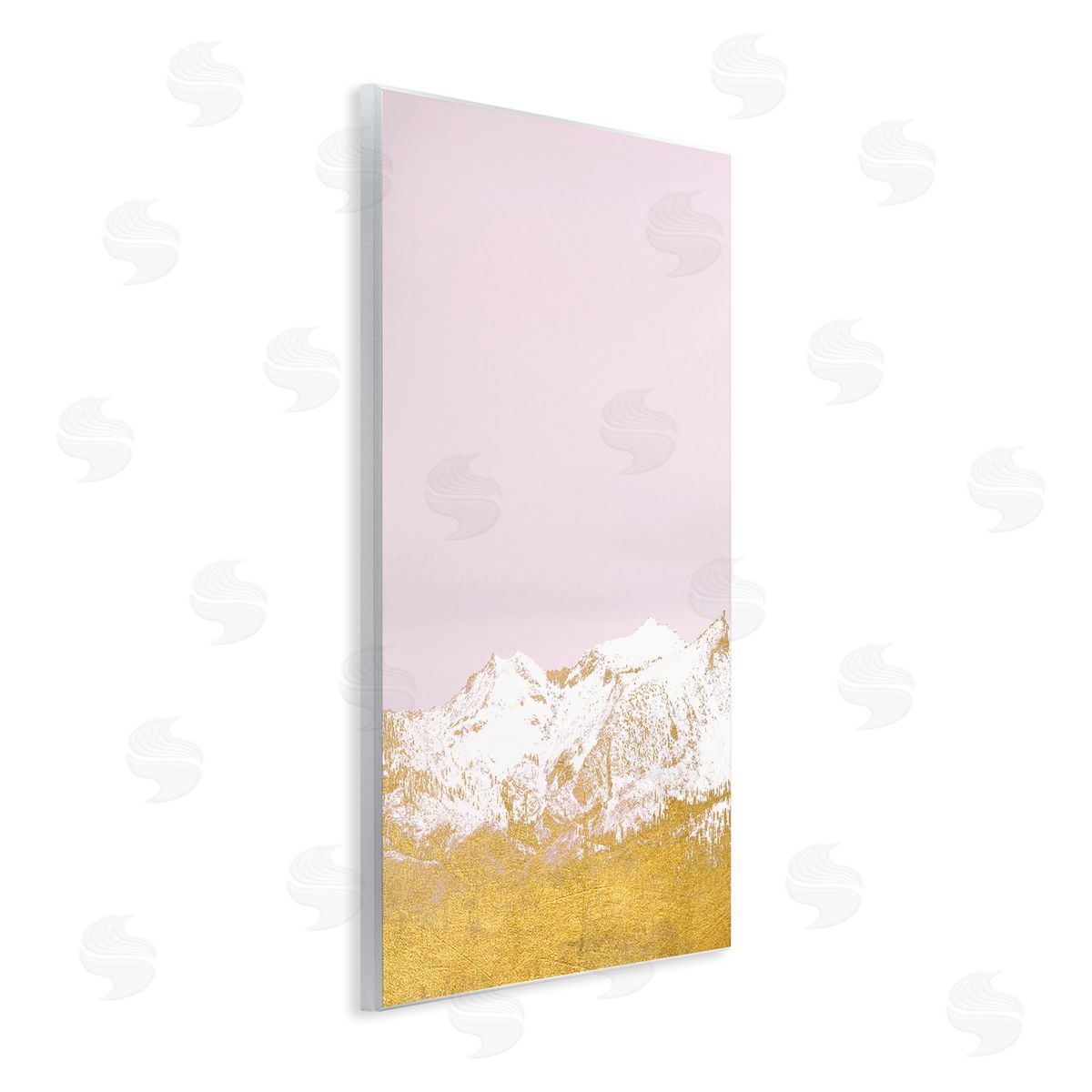 White Tipped Mountains on Pink Wood Plaque Wall Art, Home Decor by Gemma Bardot