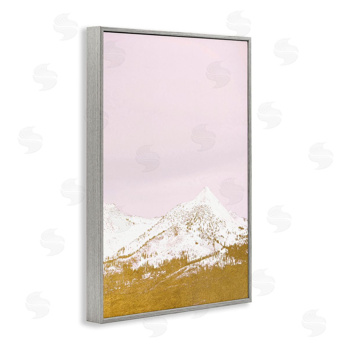 Snowy Mountain on Pink Grey Frame Print Wall Art, Home Decor by Gemma Bardot