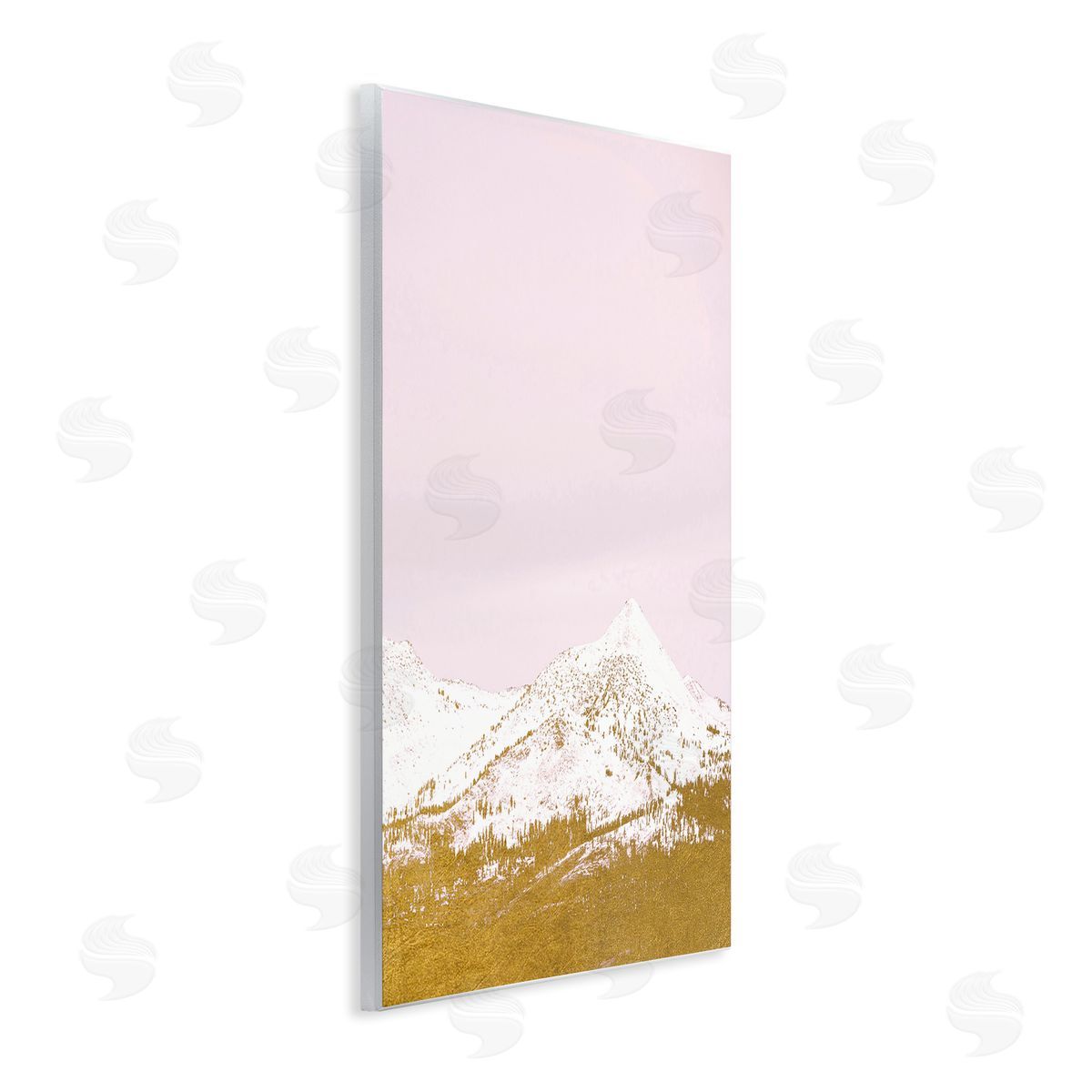 Snowy Mountain on Pink Wood Plaque Wall Art, Home Decor by Gemma Bardot