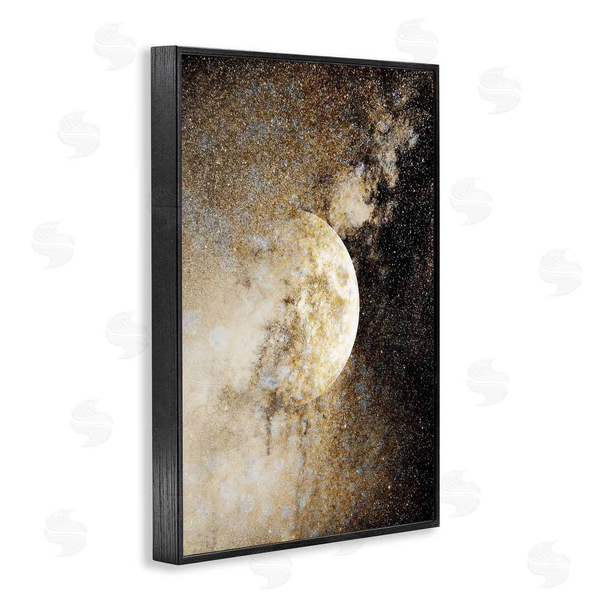 Starry Nebula Full Moon Black Frame Print Wall Art, Home Decor by Gemma Bardot