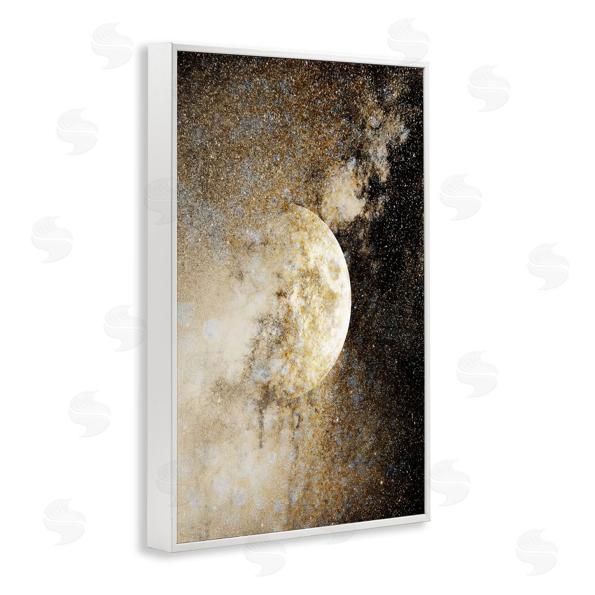 Starry Nebula Full Moon White Frame Print Wall Art, Home Decor by Gemma Bardot
