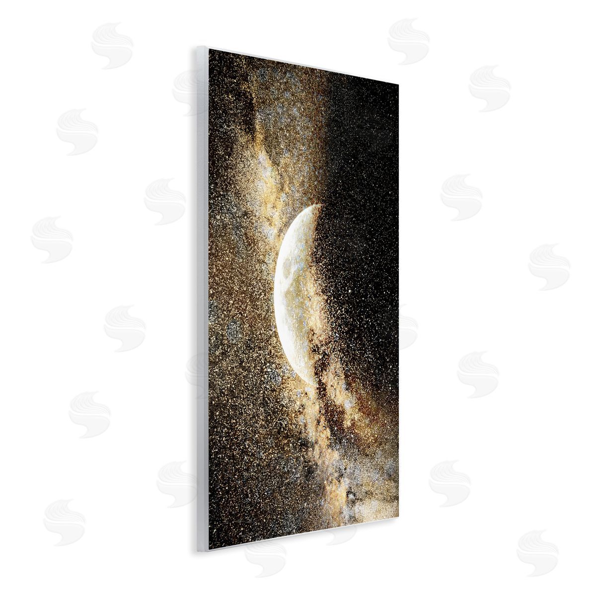 Starry Nebula Crescent Moon Wood Plaque Wall Art, Home Decor by Gemma Bardot