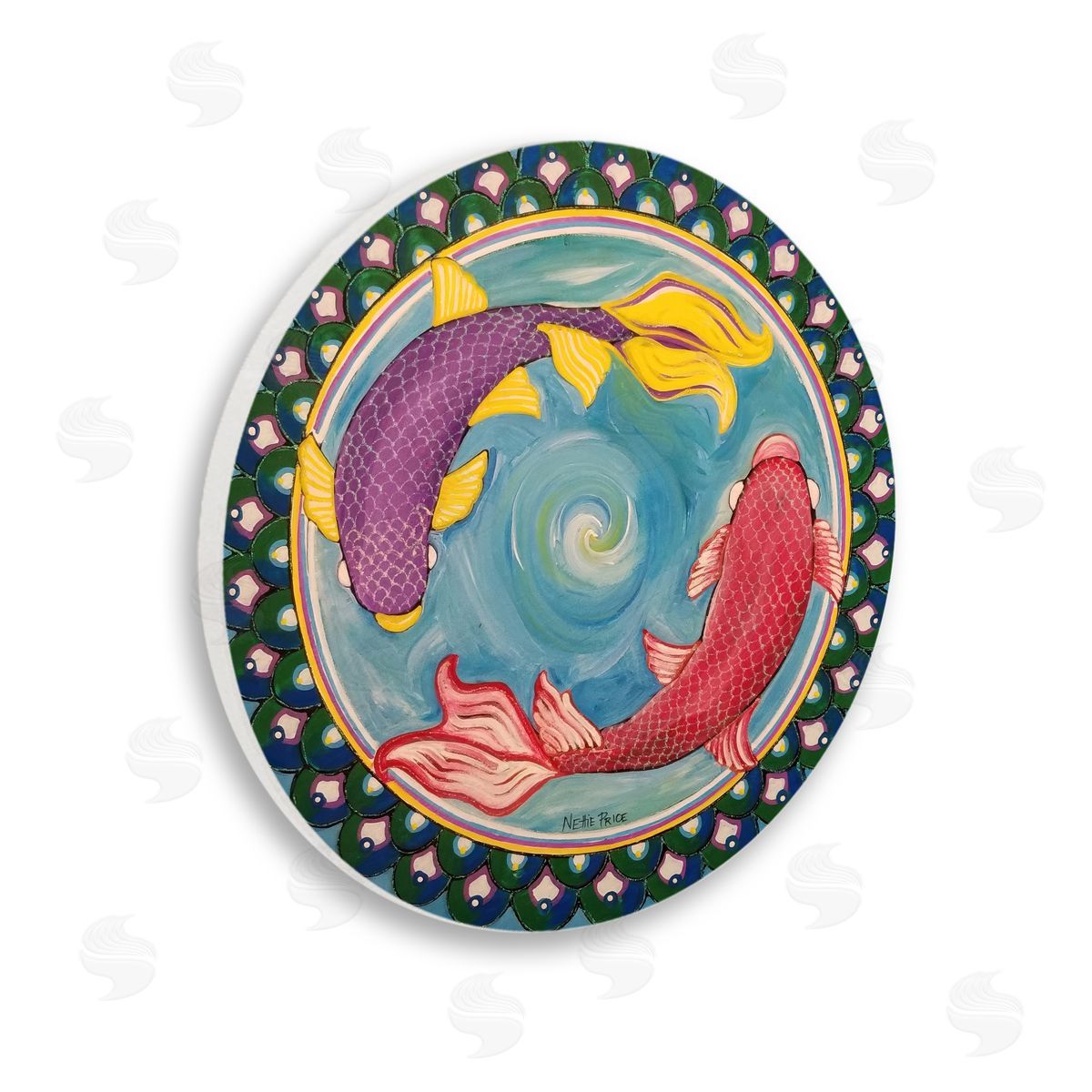 Nettie Price Koi Fish Swimming in Circle Wall Plaque Art Print