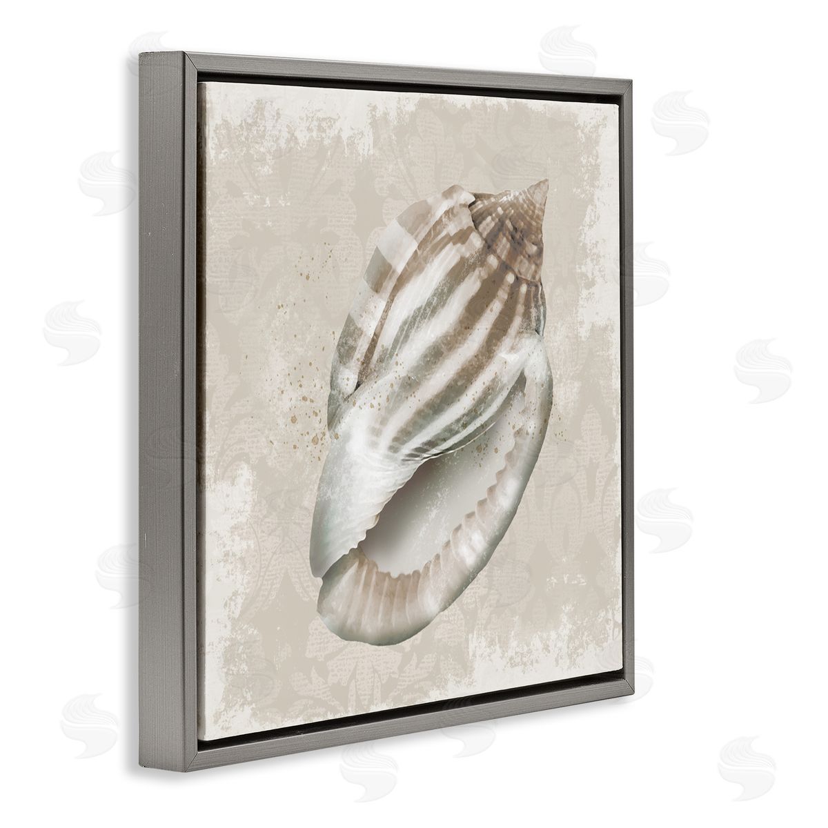 Conrad Knutsen Conch Shell over Vintage Pattern Canvas Wall Art Print