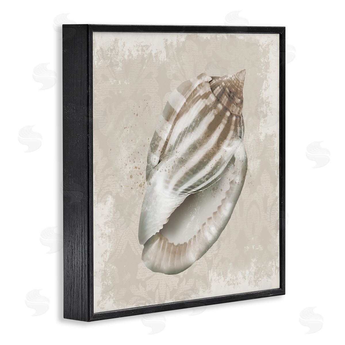 Conrad Knutsen Conch Shell over Vintage Pattern Canvas Wall Art Print