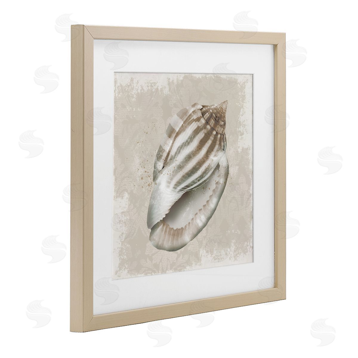 Conrad Knutsen Conch Shell over Vintage Pattern Canvas Wall Art Print