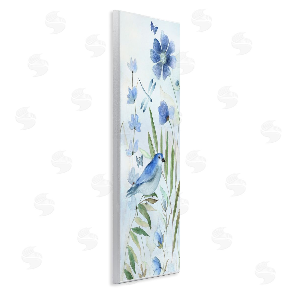 Janet Tava Cottage Botanicals & Blue Bird Canvas Wall Art Print