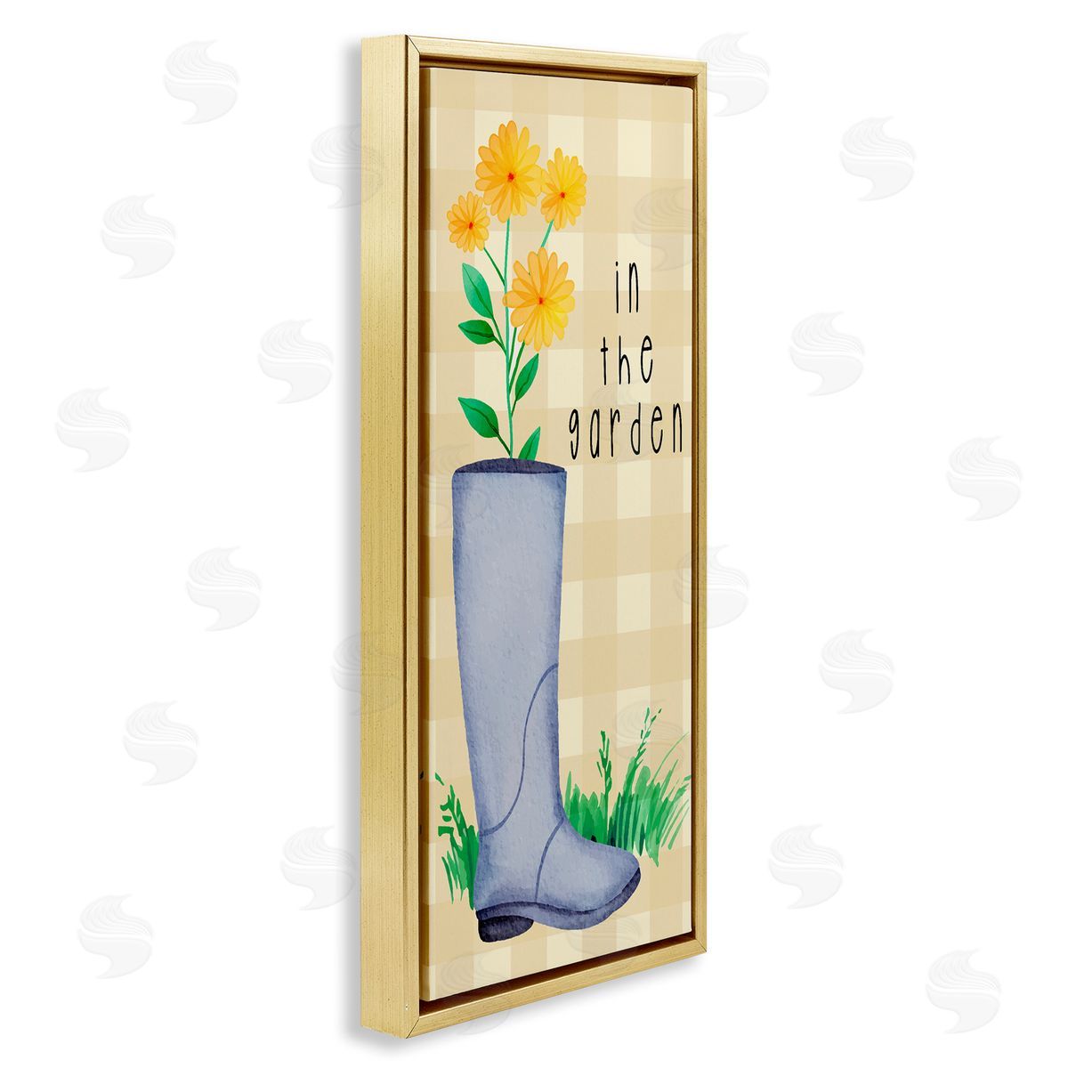 Lil' Rue In The Garden on Plaid Canvas Wall Art Print