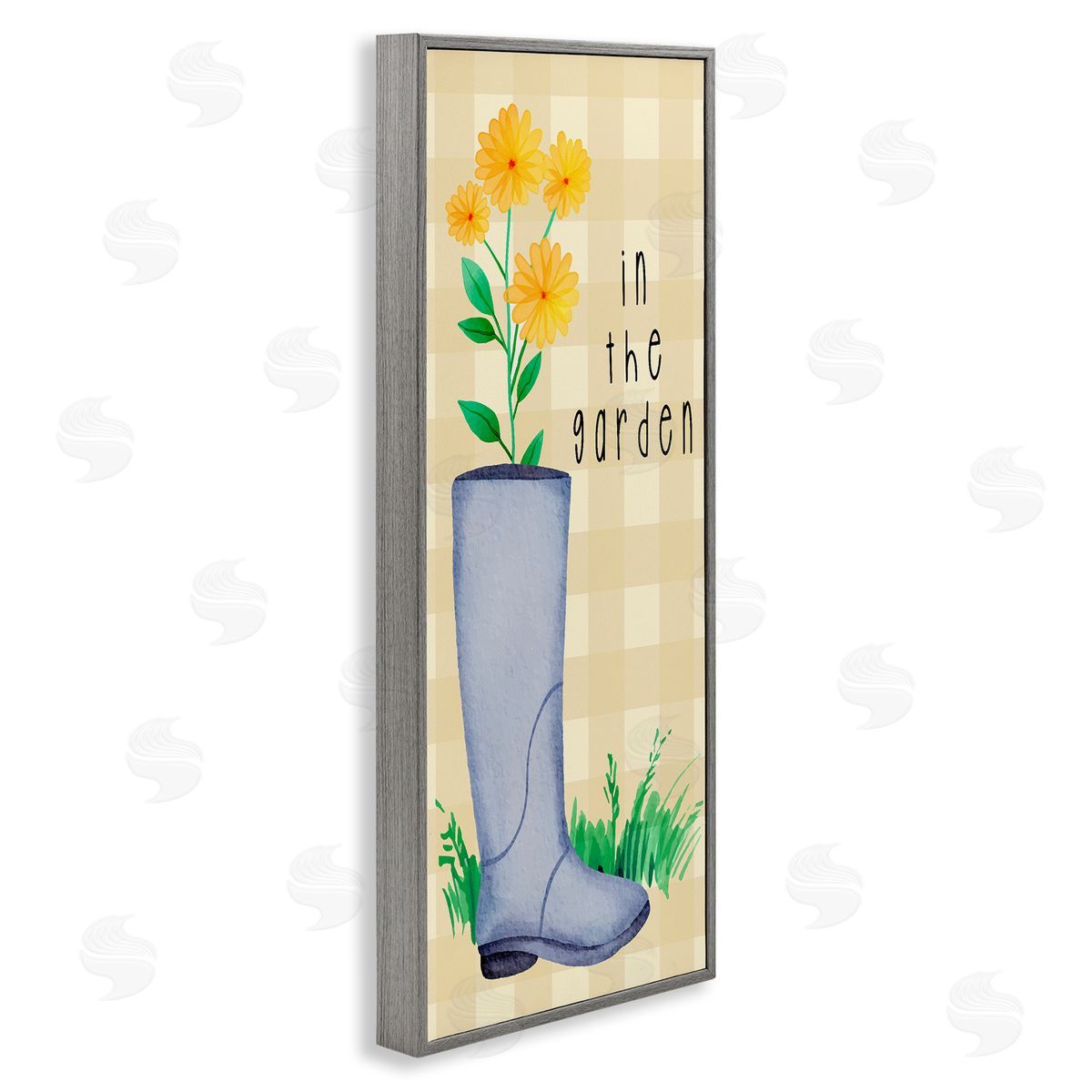 Lil' Rue In The Garden on Plaid Canvas Wall Art Print