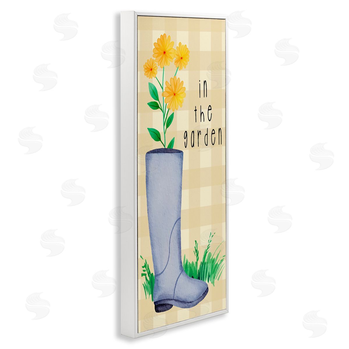 Lil' Rue In The Garden on Plaid Canvas Wall Art Print
