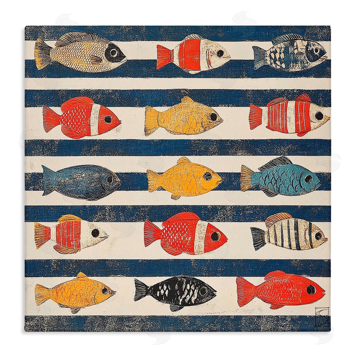 Sara Culpepper Nautical Fish Assortment Canvas Wall Art Print