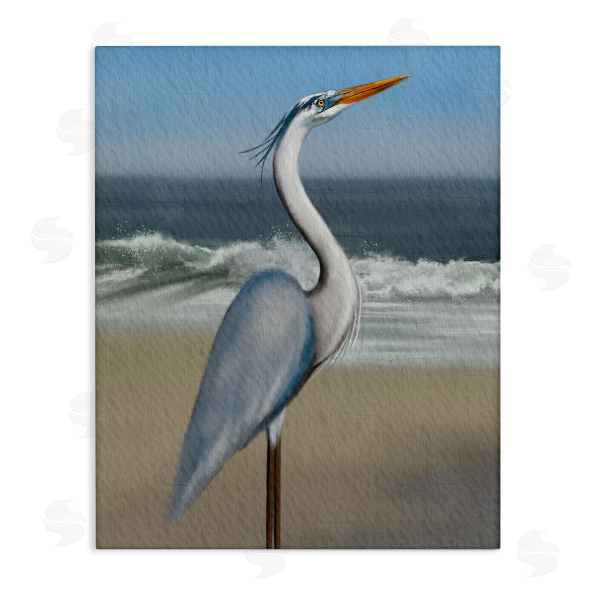 Matthew Piotrowicz Flag Coastal Blue Heron Canvas Wall Art Print