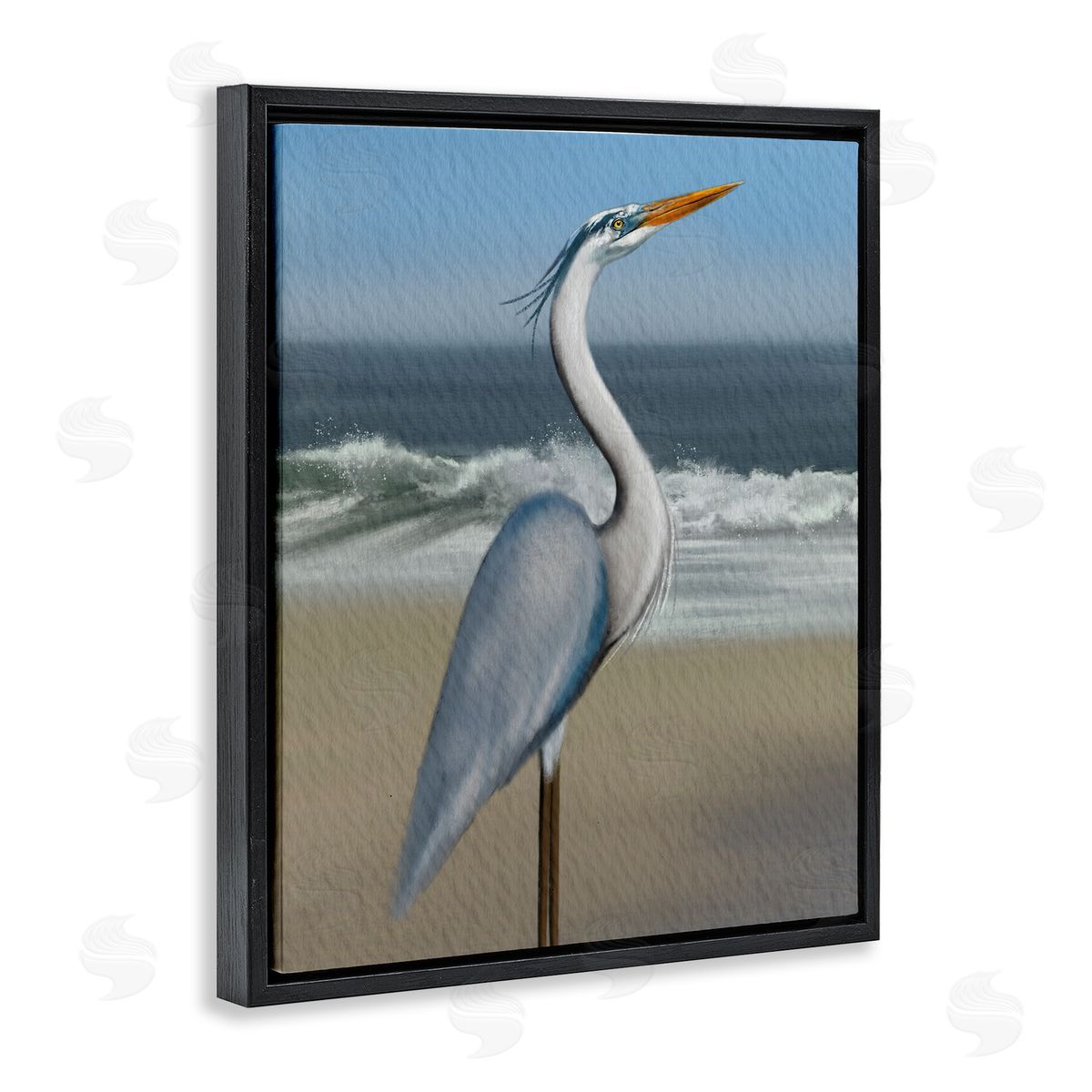 Matthew Piotrowicz Flag Coastal Blue Heron Canvas Wall Art Print