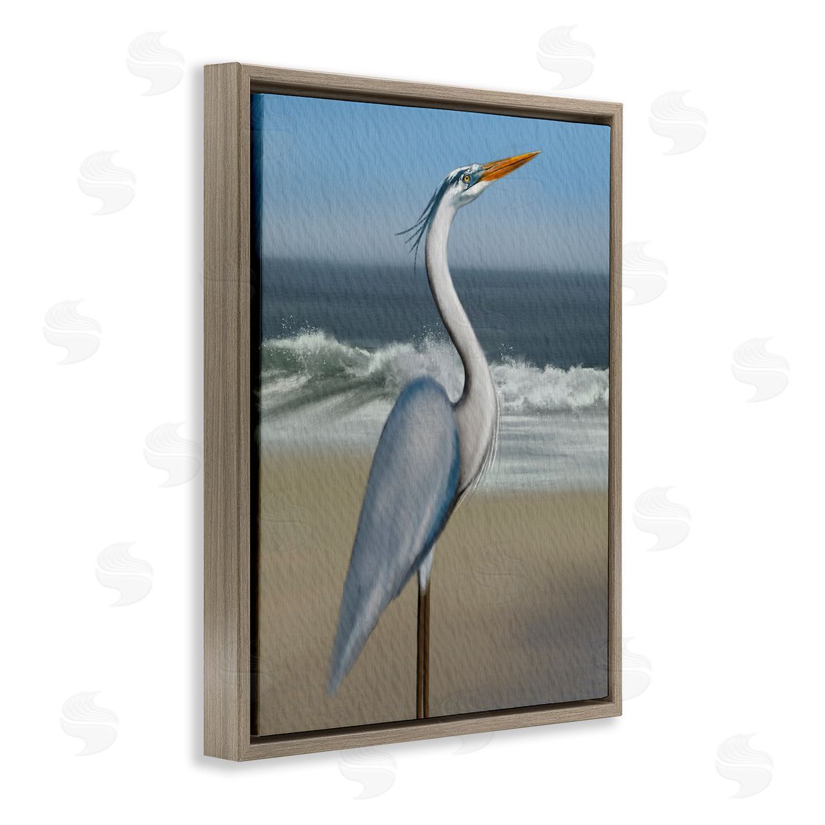 Matthew Piotrowicz Flag Coastal Blue Heron Canvas Wall Art Print