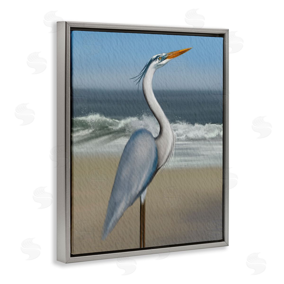 Matthew Piotrowicz Flag Coastal Blue Heron Canvas Wall Art Print
