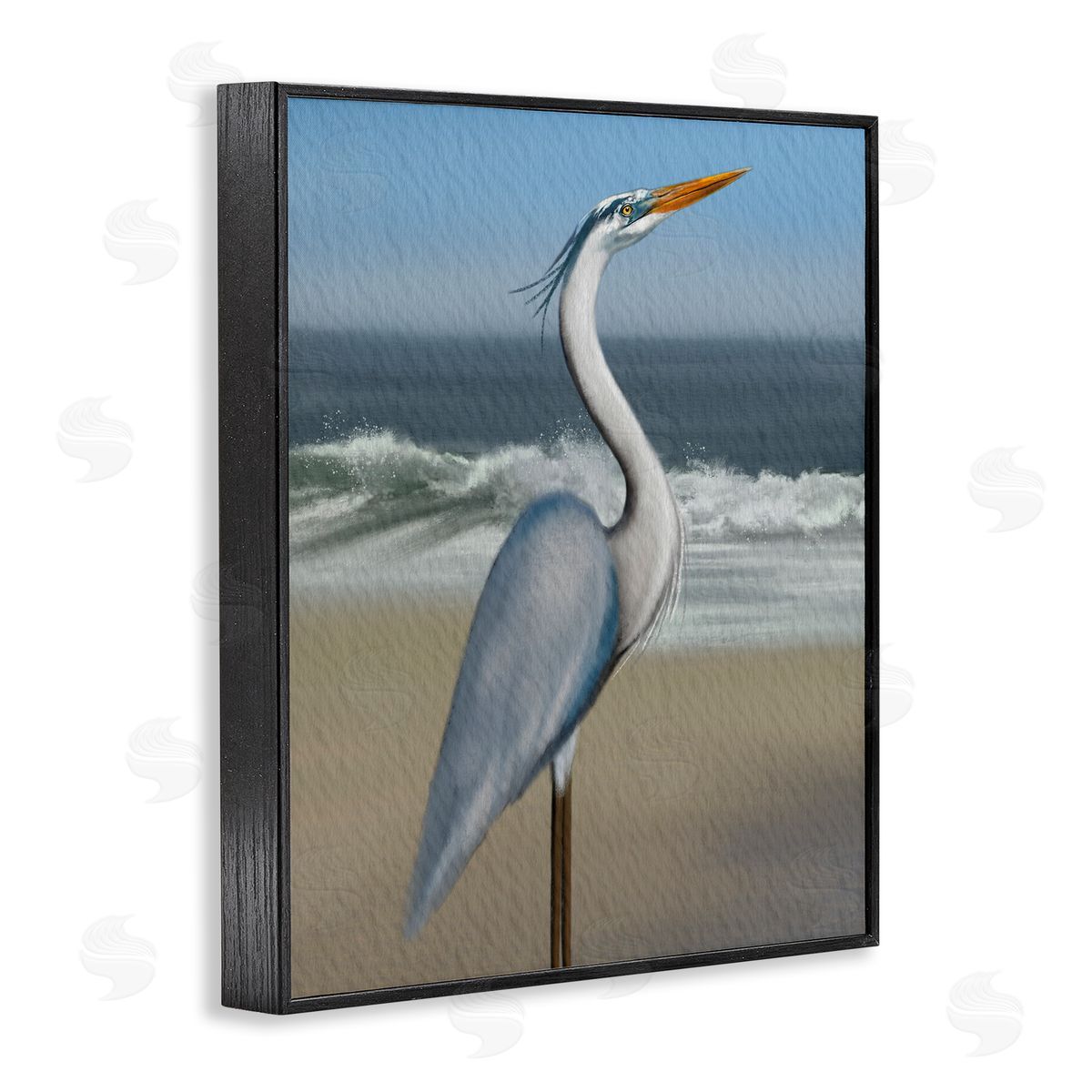 Matthew Piotrowicz Flag Coastal Blue Heron Canvas Wall Art Print