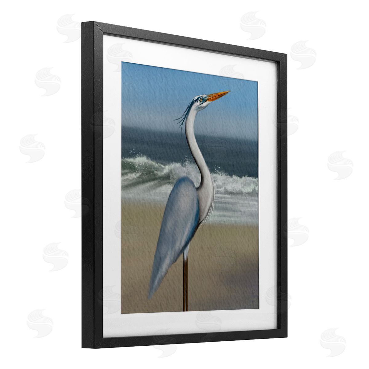 Matthew Piotrowicz Flag Coastal Blue Heron Canvas Wall Art Print